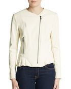 Elie Tahari Erin Leather Peplum Jacket - Lyst