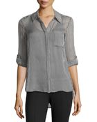 Diane von Furstenberg Skinny-Striped Blouse W/ Pocket - Lyst