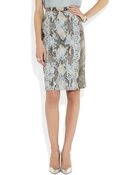 Erdem Ari Python-Print Satin And Lace Pencil Skirt - Lyst