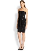 Hervé Léger Strapless Peplum Zipper Bandage Dress - Lyst