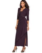 Alex Evenings Draped Bead-Trim Dress And Jacket - Lyst
