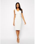 Asos Pencil Dress With V Neck In Texture - Lyst