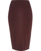 River Island Dark Red High Waisted Pencil Skirt - Lyst