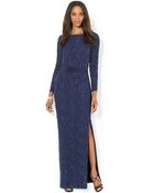 Lauren by Ralph Lauren Sequined Lace Gown - Lyst