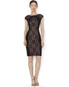 Lauren by Ralph Lauren Sequined Lace Contrast Dress - Lyst