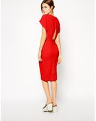 Asos Pencil Dress In Crepe With Cross Back - Lyst