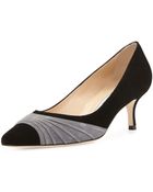 Manolo Blahnik Golda Ruched Suede Pointy Pump - Lyst