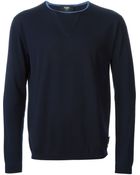 Fendi Tonal Crew Neck Sweater - Lyst