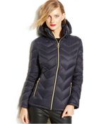 Michael Kors Michael Packable Chevron-Quilted Down Puffer Coat - Lyst