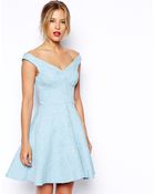 Asos Textured Skater Dress - Lyst