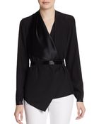 Lafayette 148 New York Matte Silk Charmeuse Blouse - Lyst