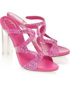 Rene Caovilla Crystal-Embellished Leather And Pvc Sandals - Lyst