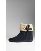 Burberry Shearling-Lined Suede Weather Ankle Boots - Lyst