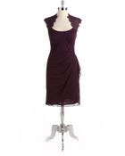 Xscape Metallic Lace And Chiffon Cocktail Dress - Lyst