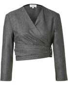 Isa Arfen Wool Micro Stripe Wrap Top - Lyst