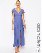 Asos Maternity Maxi Dress With Wrap Front - Lyst
