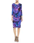 Nicole Miller Artelier 3/4-Sleeve Floral Jersey Dress - Lyst