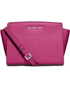 MICHAEL Michael Kors Selma Leather Medium Messenger Bag - Lyst