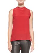 Alice + Olivia Silk Open Cowl-Back Tank Top - Lyst