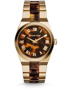 Michael Kors Channing Gold-Tone Tortoise Acetate Watch - Lyst