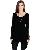 Karen Kane Faux Leather Handkerchief Top - Lyst