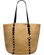 Michael Kors Michael Large Studded Straw Shopper - Lyst