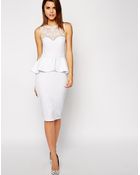 Asos Mesh Trim Peplum Dress - Lyst