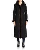 Ellen Tracy Faux-Fur Trimmed Midi Coat - Lyst