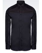 Emporio Armani Slim Fit Shirt In Stretch Cotton Poplin - Lyst