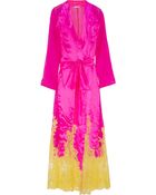 Rosamosario Bling Bling Love Lace-Trimmed Silk Robe - Lyst