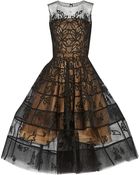 Oscar de la Renta Appliquéd Tulle Midi Dress - Lyst
