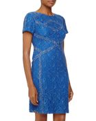 Muse Short-Sleeve Structured Lace Dress - Lyst