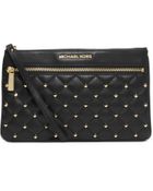 Michael Kors Selma Studded Leather Clutch - Lyst