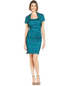 Alex Evenings Taffeta Crinkle Sheath And Bolero - Lyst