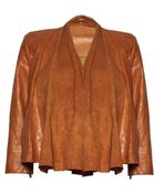 Alice + Olivia Leather Drape Jacket - Lyst