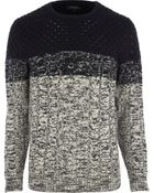 River Island Black Ombre Cable Knit Sweater - Lyst