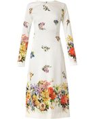 Dolce & Gabbana Floral-Print Silk Dress - Lyst