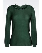 Armani Jeans Wool Blend Jumper With Decorated Neckline - Lyst