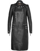 Roberto Cavalli Leather Moto Trench Coat - Lyst