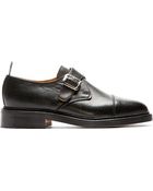 Thom Browne Black Pebbled Leather Monk Buckle Shoes - Lyst