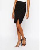 Tfnc Pencil Skirt With Asymmetric Hem - Lyst