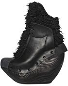 Y-3 150Mm Shearling & Smooth Leather Wedges - Lyst