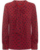 St. John Polka Dot Pussybow Blouse - Lyst