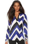 Lauren by Ralph Lauren Petite Chevron-Print Tunic Top - Lyst