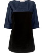 Marni Denim and Velvet Dress - Lyst