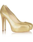 Brian Atwood Jewel Glace Metallic Suede Pumps - Lyst