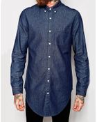 Asos Denim Shirt In Longline With Rinse Wash - Lyst