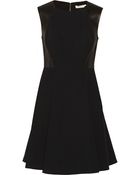 Rebecca Taylor Leather-Paneled Woven Dress - Lyst