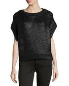 Michael Kors Short-Sleeve Shaker-Knit Popover Sweater - Lyst