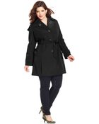 London Fog Plus Size Hooded Layered-Lapel Trench Coat - Lyst